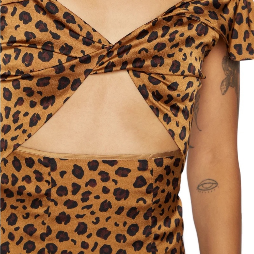 Never Fully Dressed Leopard Twist Front Midi Dress